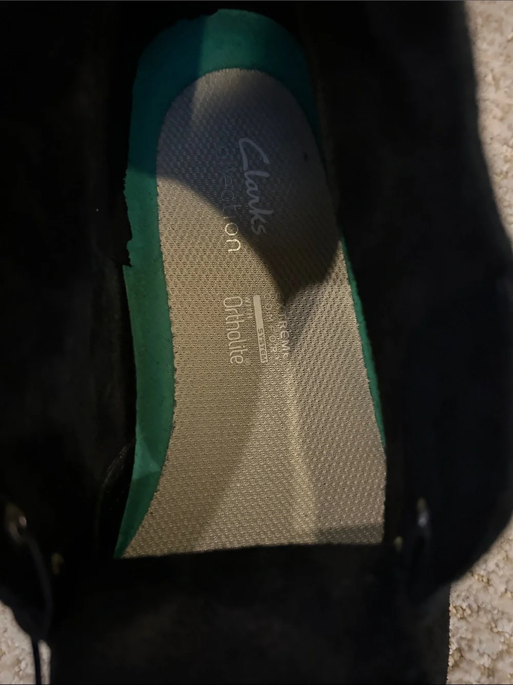 Clarks black suede